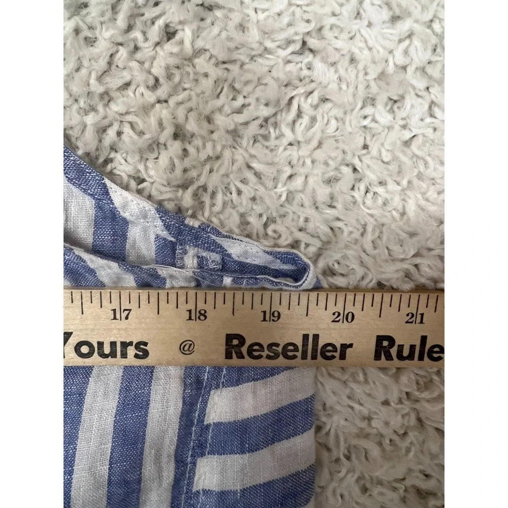 Nicole Miller Linen Blouse Womens Medium Striped Sleeveless Top Beachy Summer - Picture 3 of 7